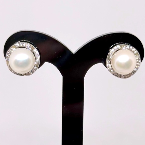 Elegant 925 sterling silver fresh water pearls‎ earrings - Picture 1 of 6
